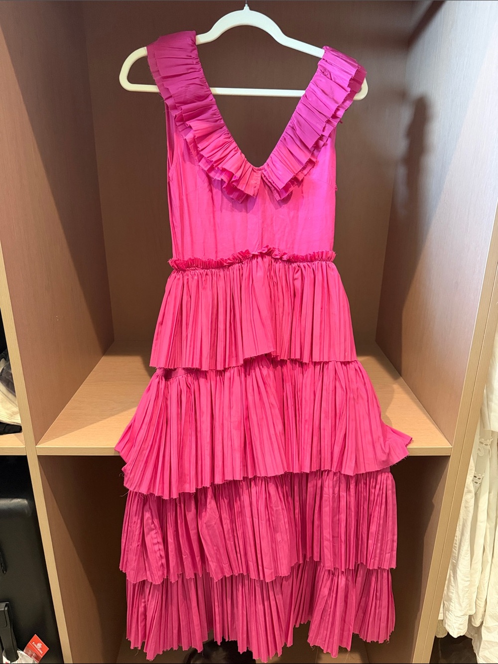 Girls' Hot Pink Tiered Ruffle Dress